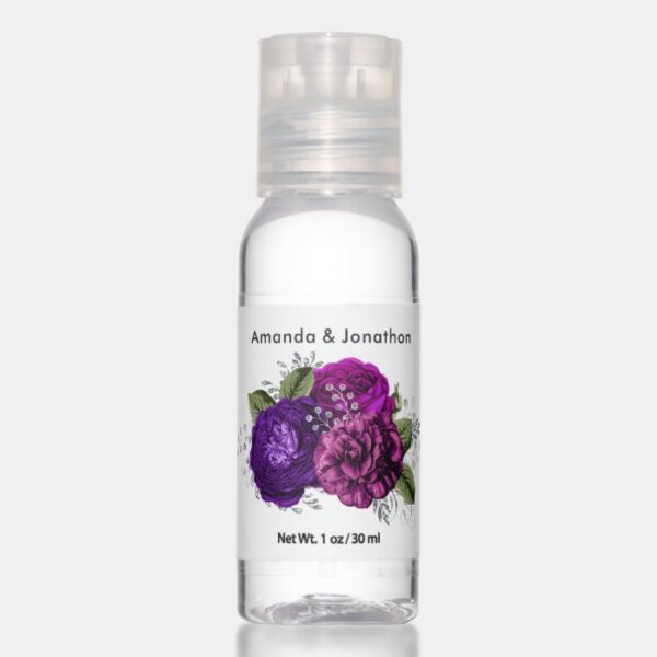 Royal Purple and Silver Floral Hand Sanitizer