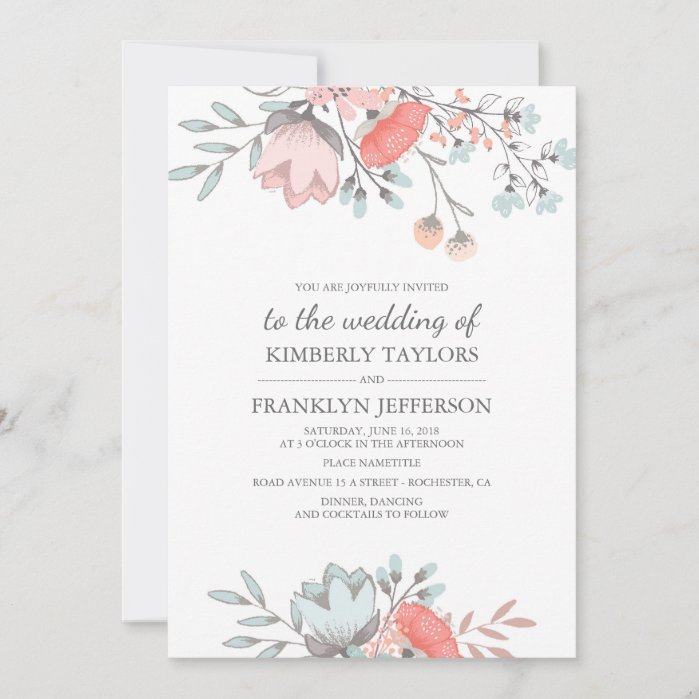 Rustic and Vintage Floral Bouquet Wedding Invitation