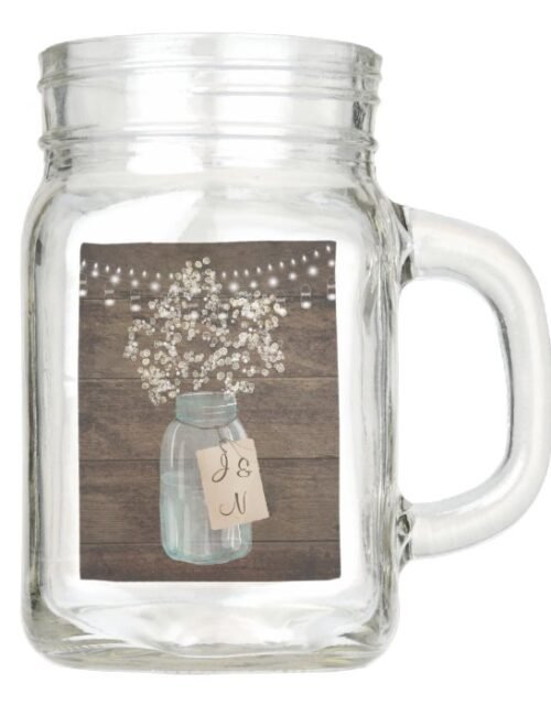 Rustic Barn Wedding Wood Mason Jar Babys Breath