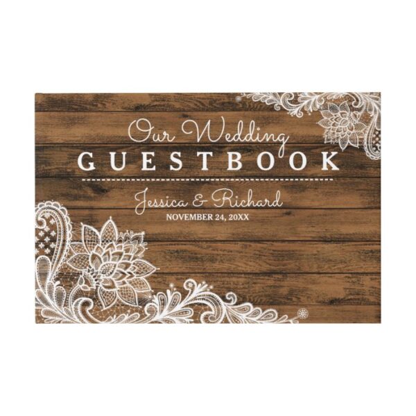 Rustic Barn Wood and Lace Guest Book