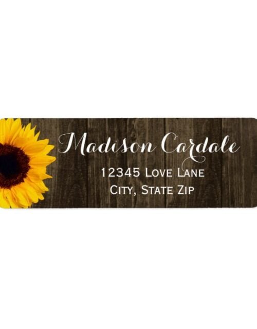 Rustic Barn Wood Sunflower Return Address Labels