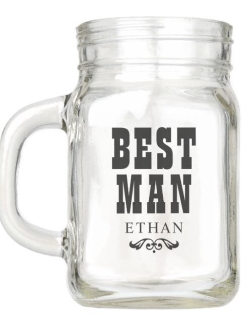 Rustic Best Man Custom Wedding Party Mason Jar