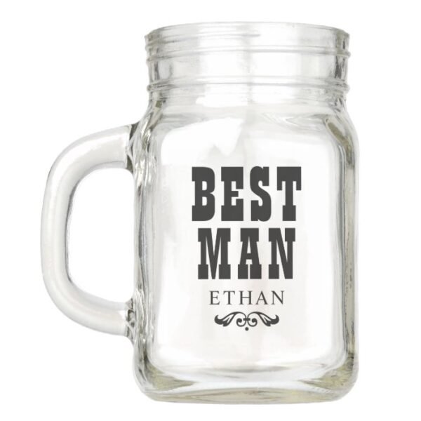 Rustic Best Man Custom Wedding Party Mason Jar