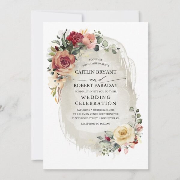 Rustic Bloom Floral Fall Wedding Invitation