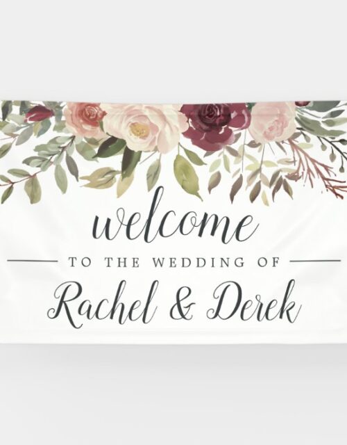 Rustic Bloom | Watercolor Floral Wedding Welcome Banner