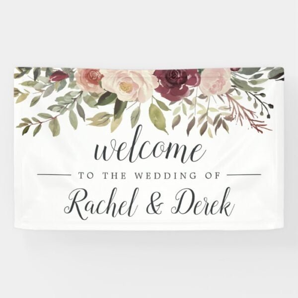 Rustic Bloom | Watercolor Floral Wedding Welcome Banner