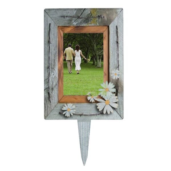 rustic blue barn wood daisy country wedding cake topper