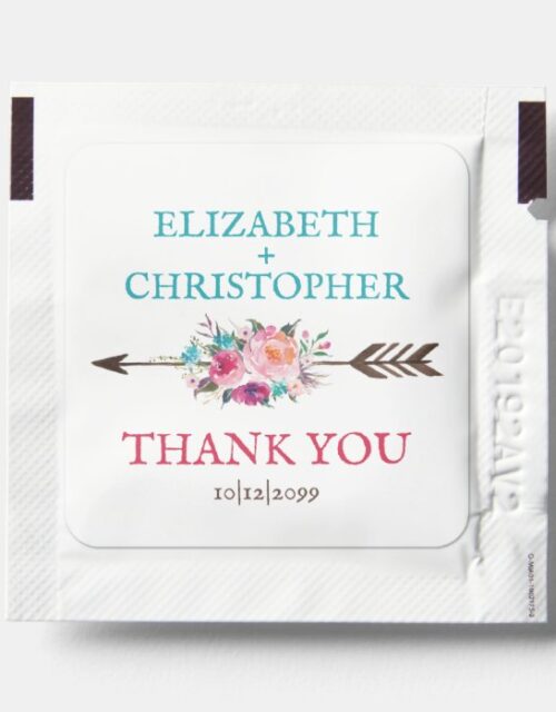 Rustic Boho Arrow Floral Thank You Wedding Hand Sanitizer Packet