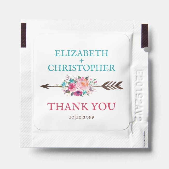 Rustic Boho Arrow Floral Thank You Wedding Hand Sanitizer Packet