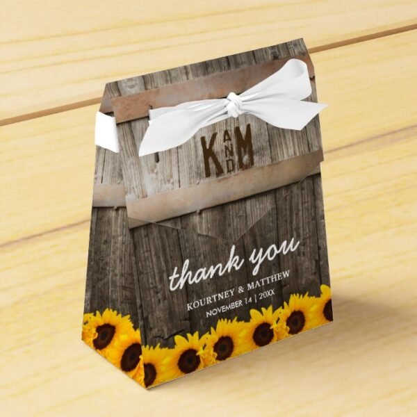 Rustic Country Barn Sunflower Wedding Favor Box