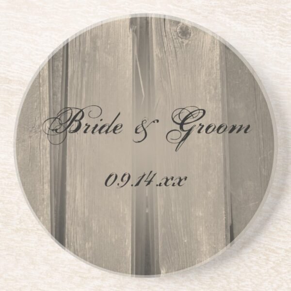 Rustic Country Barn Wood Wedding Drink Coaster