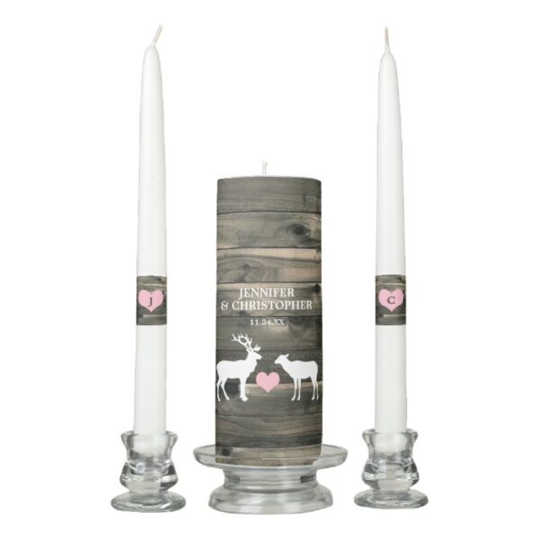 Rustic Country Buck and Doe Wedding Unity Candle Set