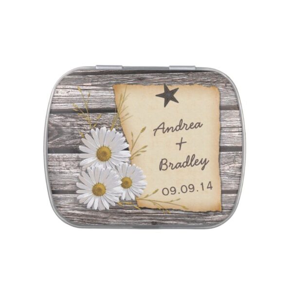 Rustic Country Daisy Wedding Favor Candy Tin