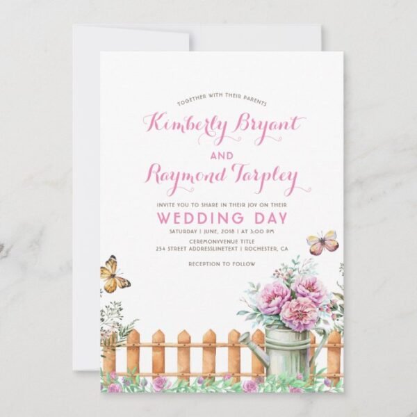 Rustic Country Farmhouse Floral Garden Wedding Invitation