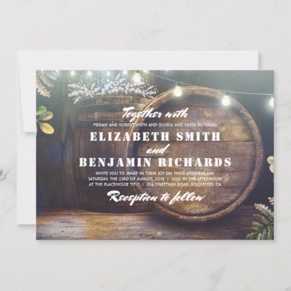 Rustic Country String Lights Baby's Breath Wedding Invitation