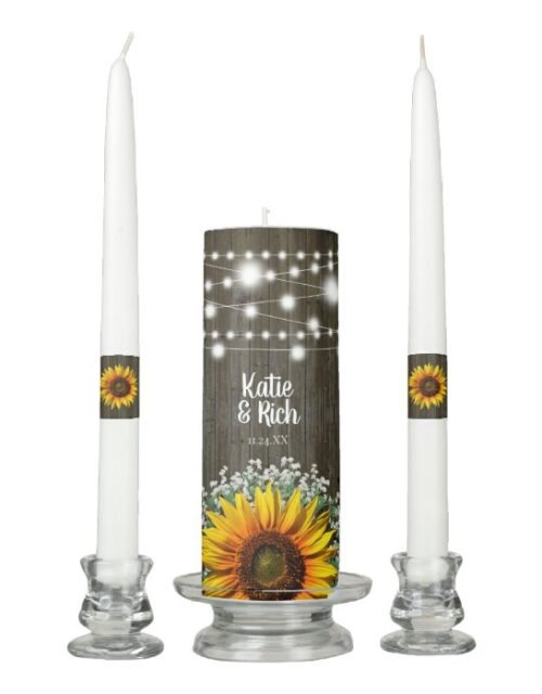 Rustic Country Sunflower Wedding Unity Candle Set