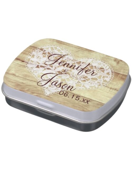 Rustic Country Wedding Favor Mint Personalized Tin