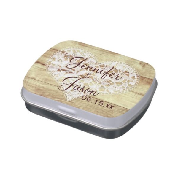 Rustic Country Wedding Favor Mint Personalized Tin