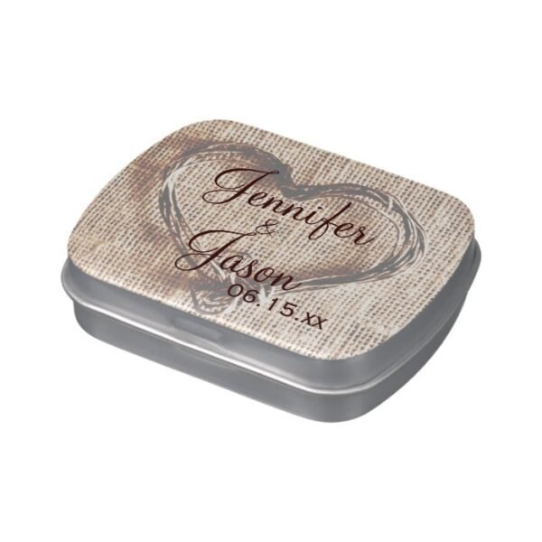 Rustic Country Wedding Favor Mint Personalized Tin