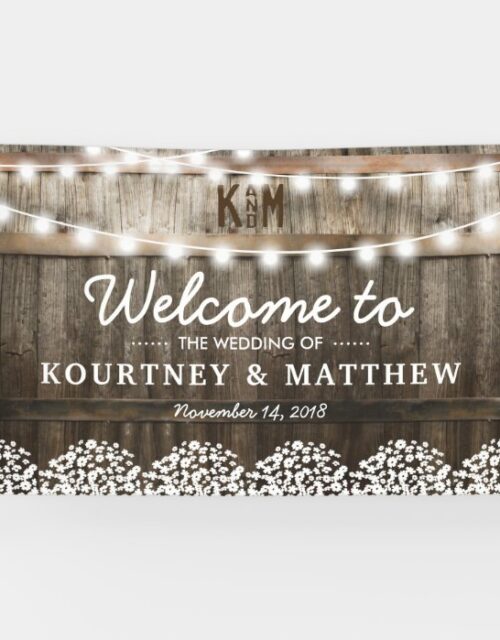 Rustic Country Wedding | String of Lights Banner