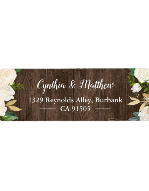 Rustic Country Wood White Gold Garden Flowers Label