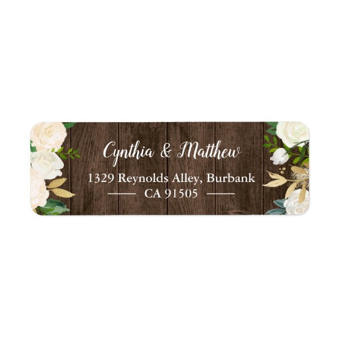 Rustic Country Wood White Gold Garden Flowers Label