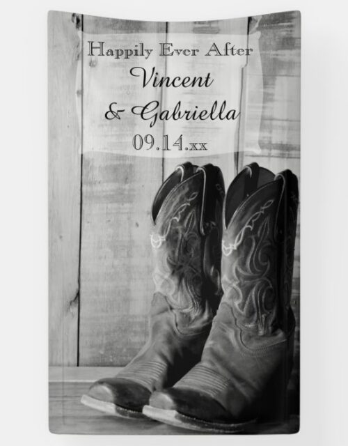 Rustic Cowboy Boots Country Western Wedding Banner
