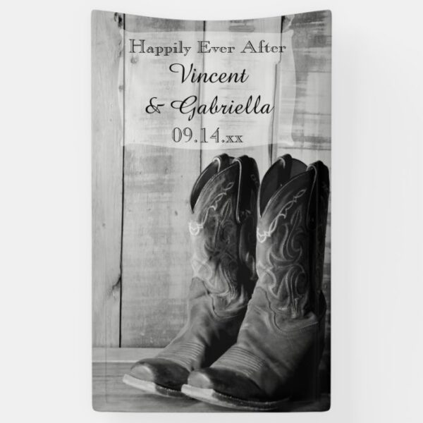 Rustic Cowboy Boots Country Western Wedding Banner