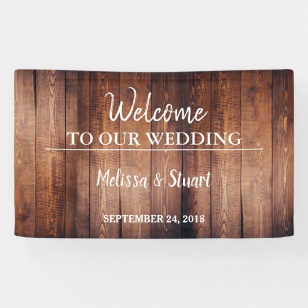 Rustic dark barn wood Welcome wedding Banner