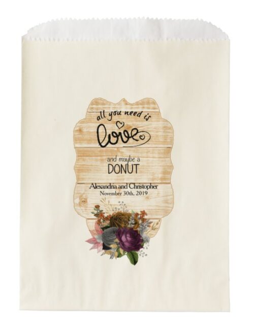 Rustic Floral Botanical Love Donut Favor Bags