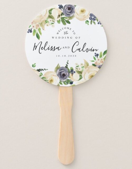 Rustic Floral Wedding Welcome Hand Fan