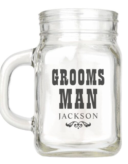 Rustic Groomsman Custom Wedding Party Mason Jar