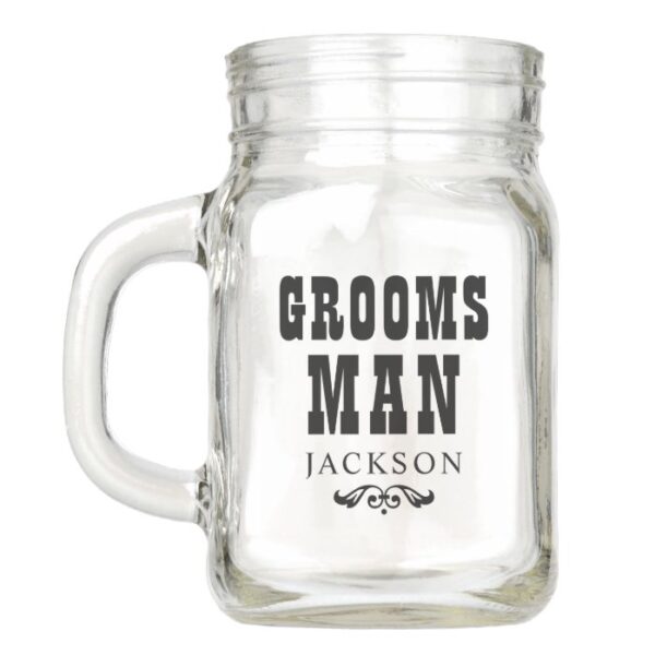 Rustic Groomsman Custom Wedding Party Mason Jar
