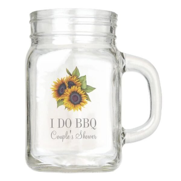 Rustic I DO BBQ wedding couples shower sunflowers Mason Jar