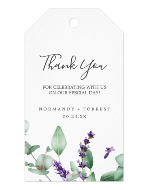 Rustic Lavender and Eucalyptus Thank You Favor Gift Tags
