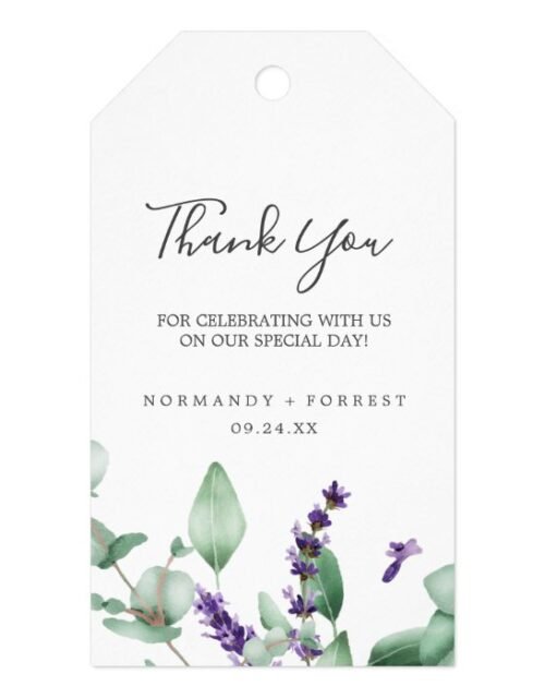 Rustic Lavender and Eucalyptus Thank You Favor Gift Tags