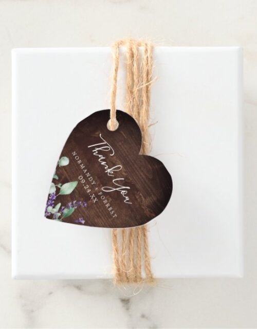 Rustic Lavender | Wooden with Quote Back Thank You Favor Tags