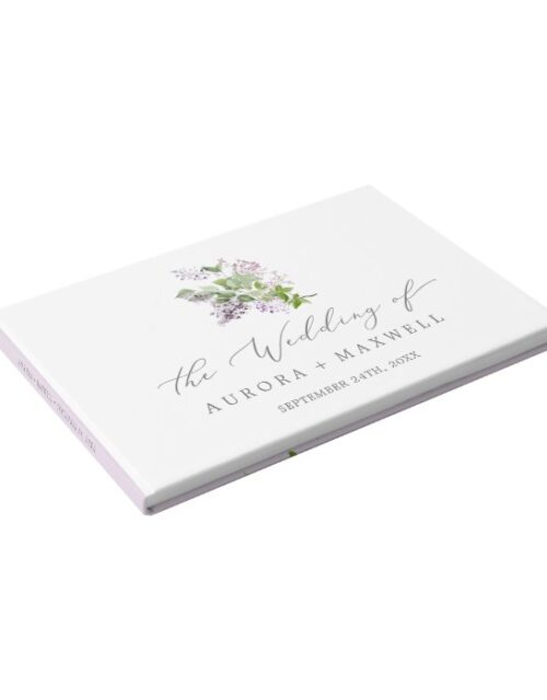 Rustic Lilac Monogram Back Wedding Guest Book