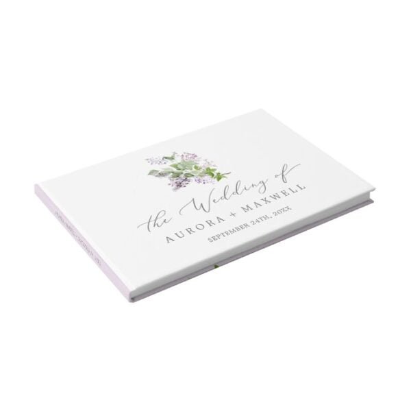 Rustic Lilac Monogram Back Wedding Guest Book