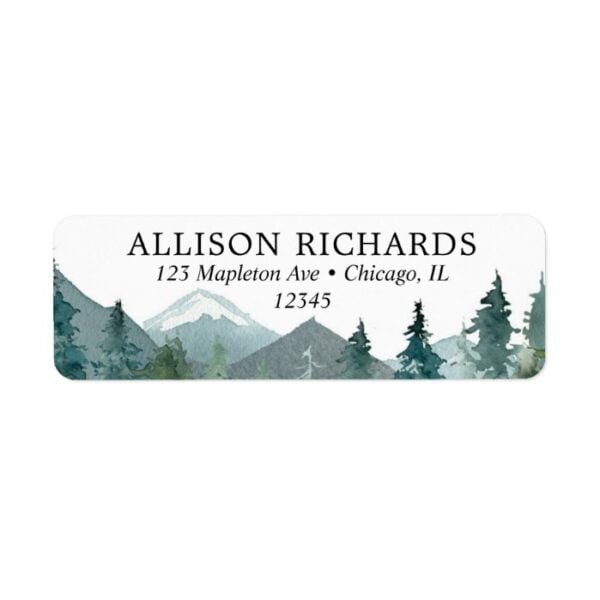 Rustic mountains outdoor theme wedding label