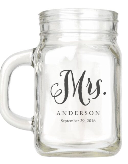 Rustic Mrs. Wedding Mason Jar