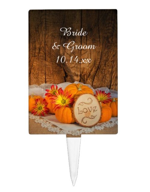 Rustic Pumpkins Fall Barn Wedding Cake Topper