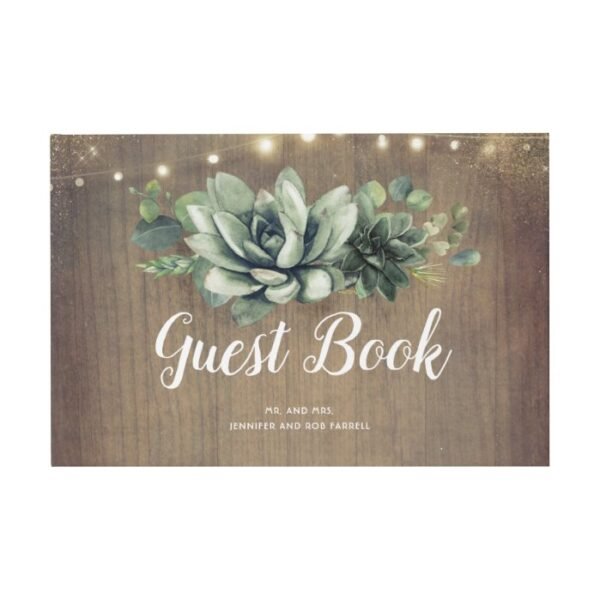 Rustic Succulents Greenery Wedding Guest Book