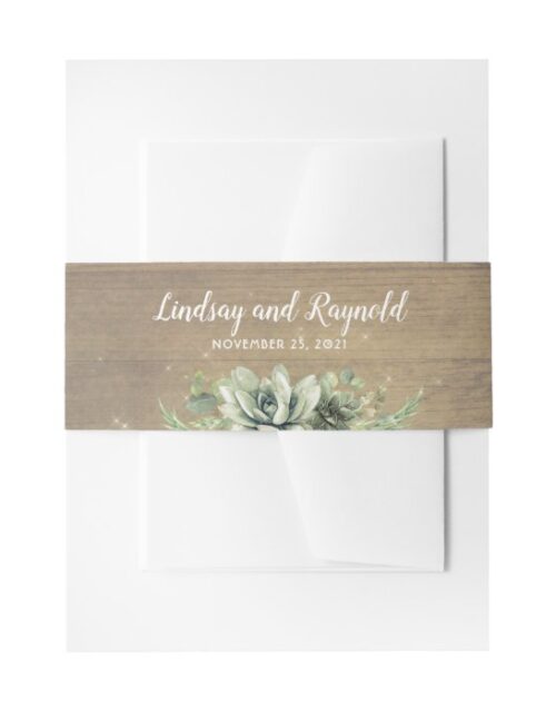 Rustic Succulents Invitation Belly Band
