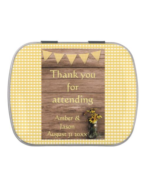 Rustic Sunflower and gingham wedding Jelly Belly Candy Tin