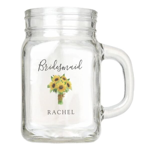 Rustic sunflower bridesmaid wedding favor mason jar