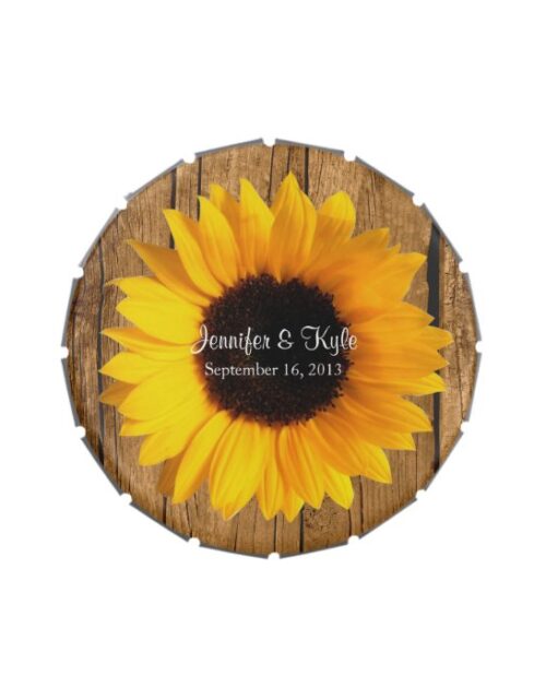 Rustic Sunflower Custom Wedding Candy Tin