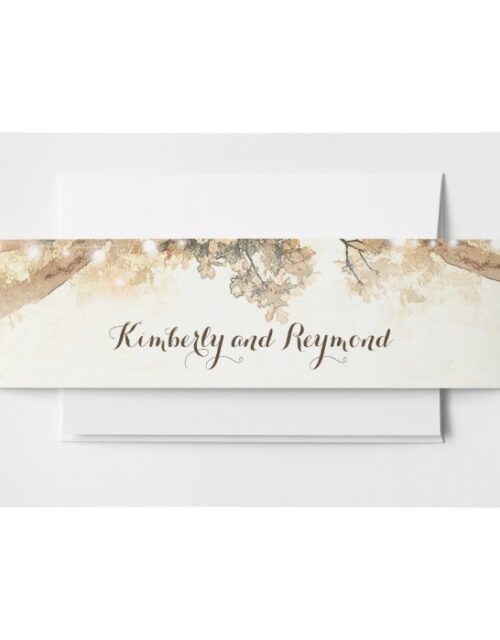 Rustic Tree Branches and Lights Invitation Belly Band