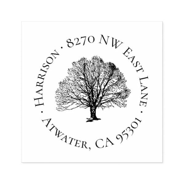 Rustic Tree Circle Address Stamp