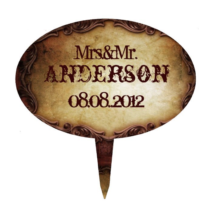 rustic vintage typography western country wedding cake topper